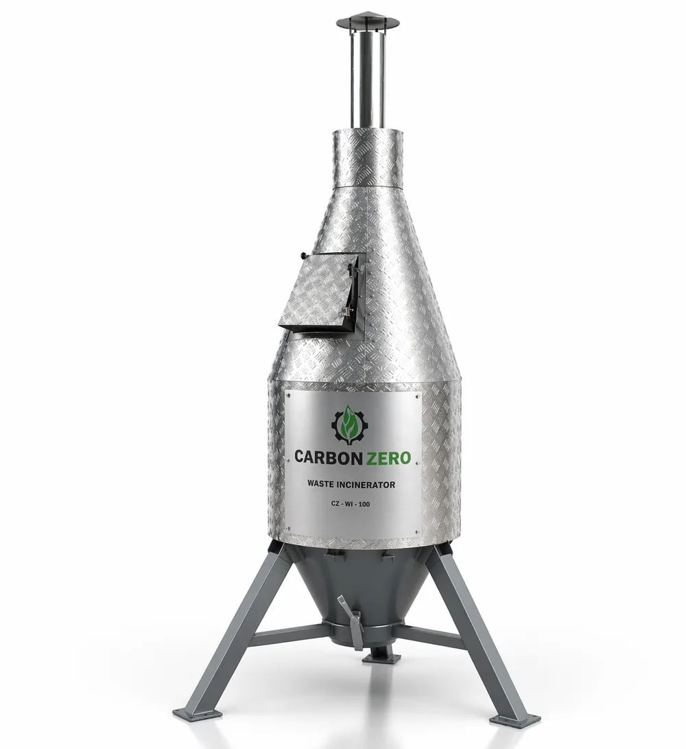 Solid waste incinerator - front view
